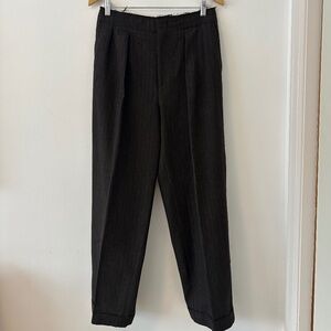 Zara Wide Leg Cotton Blend Cuffed Trousers with Raw Edge Waistband | Size Small
